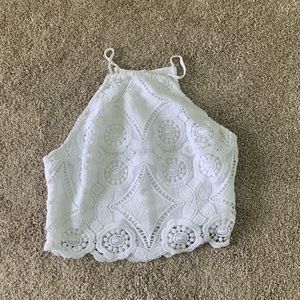 White lace halter top